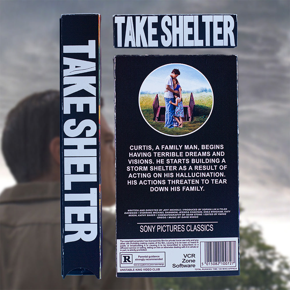 Take Shelter VHS — cardboard sleeve — back cover and spine — VCR Zone