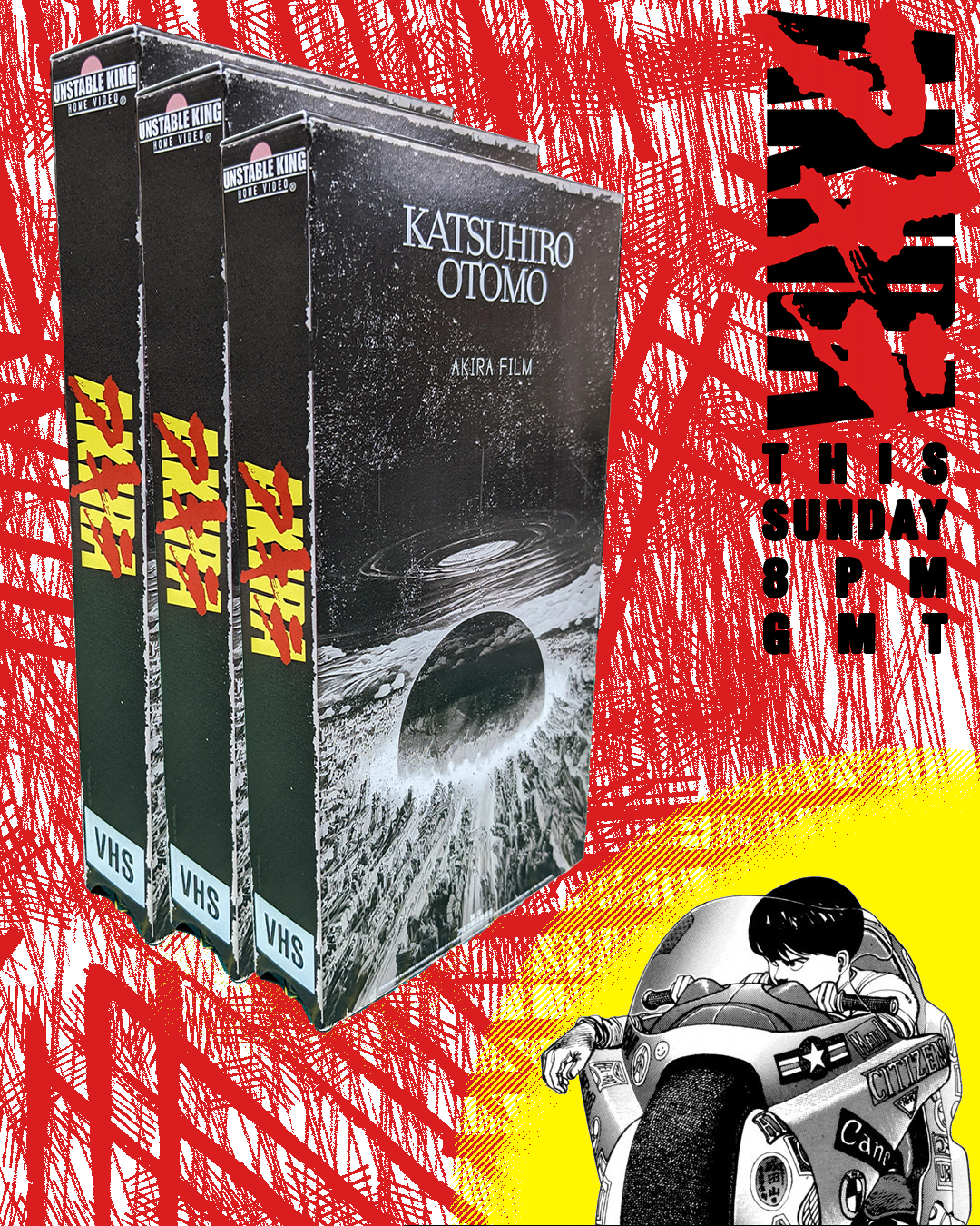 Akira VHS — cardboard sleeve — angled view showing sleeve spine title — VCR Zone