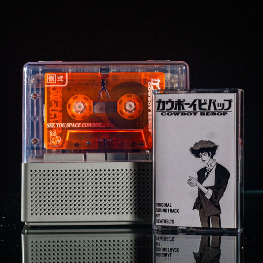 Cowboy Bebop Cassette Soundtrack  Front cover by seatbelts With cassette inside player.