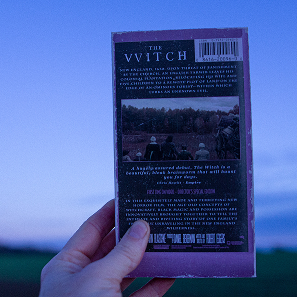 The Witch VHS Version 1 — cardboard sleeve — close-up of tape label with sleeve — VCR Zone