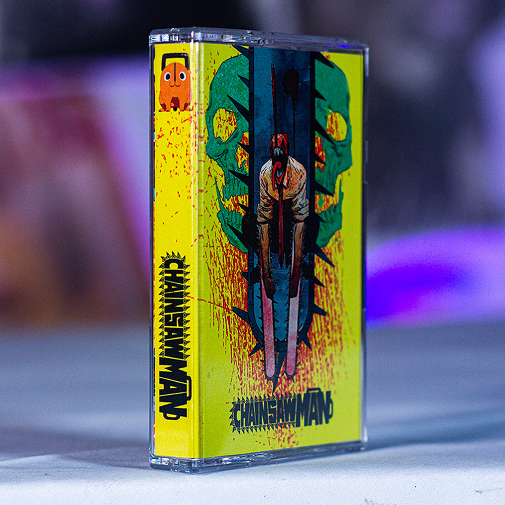Chainsaw Man Cassette Soundtrack Ultimate Edition Pre Order — cassette with J-card — inlay unfolded — VCR Zone
