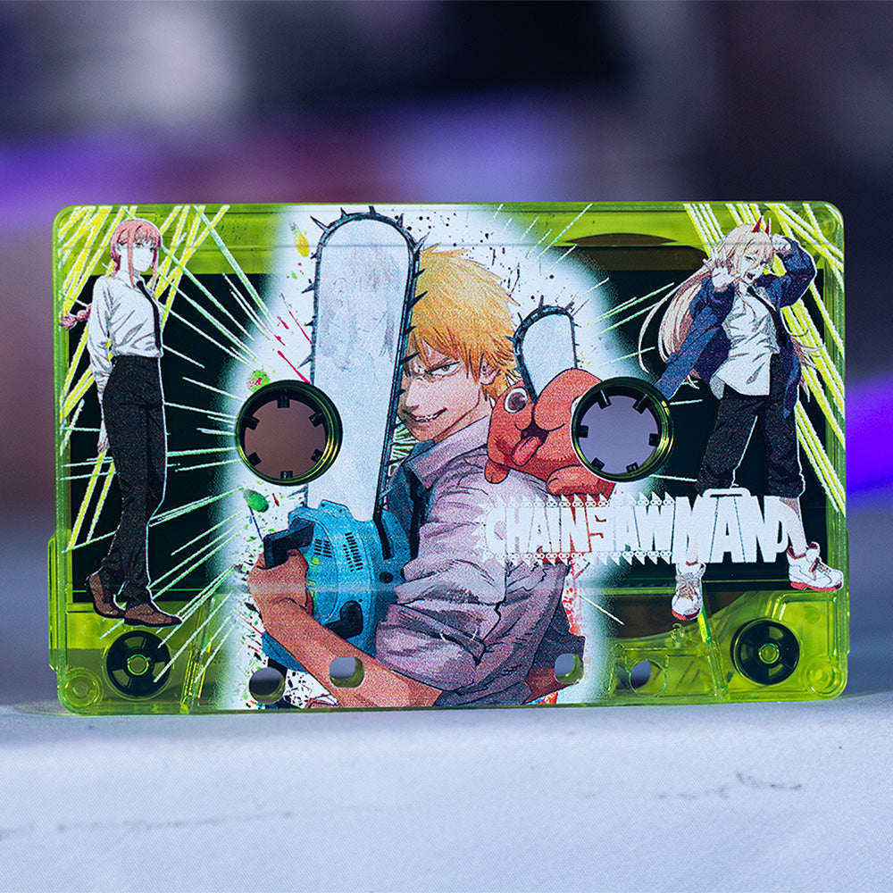 Chainsaw Man Cassette Soundtrack Ultimate Edition Pre Order — cassette with J-card — A-side label close-up — VCR Zone