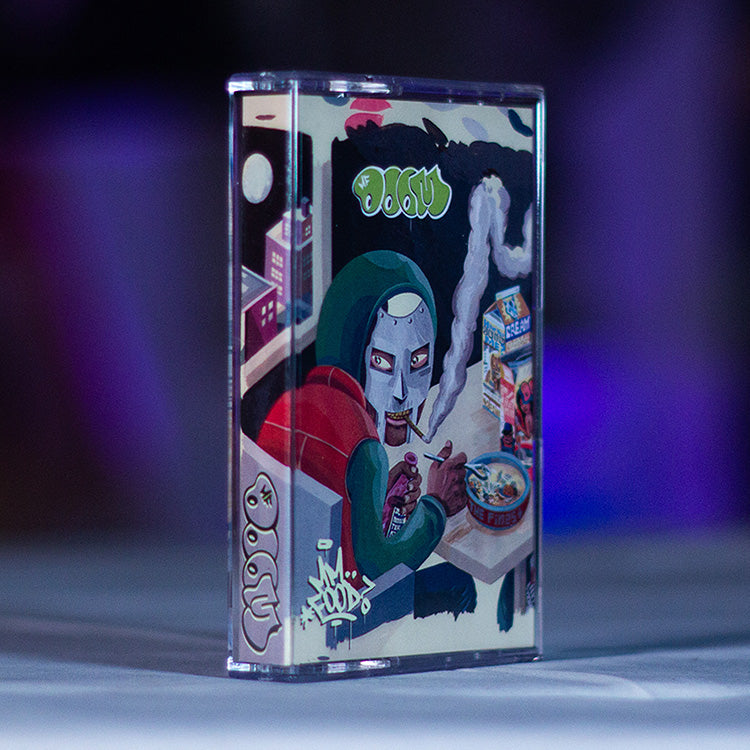 MFDOOM Box 6-Pack Cassettes — cassette with J-card — A-side label close-up — VCR Zone