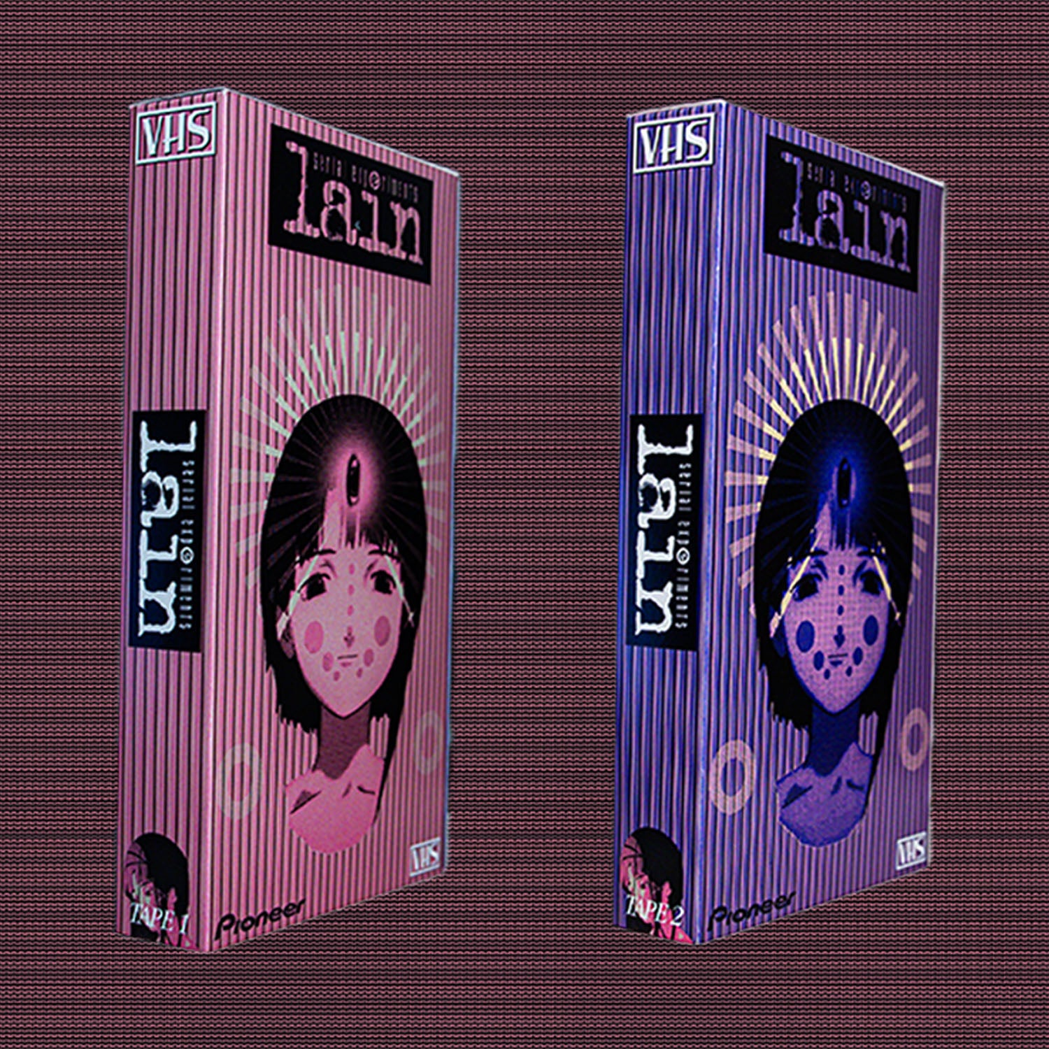 Serial Experiments Lain VHS Box Set — cardboard sleeve — angled view showing sleeve spine title — VCR Zone