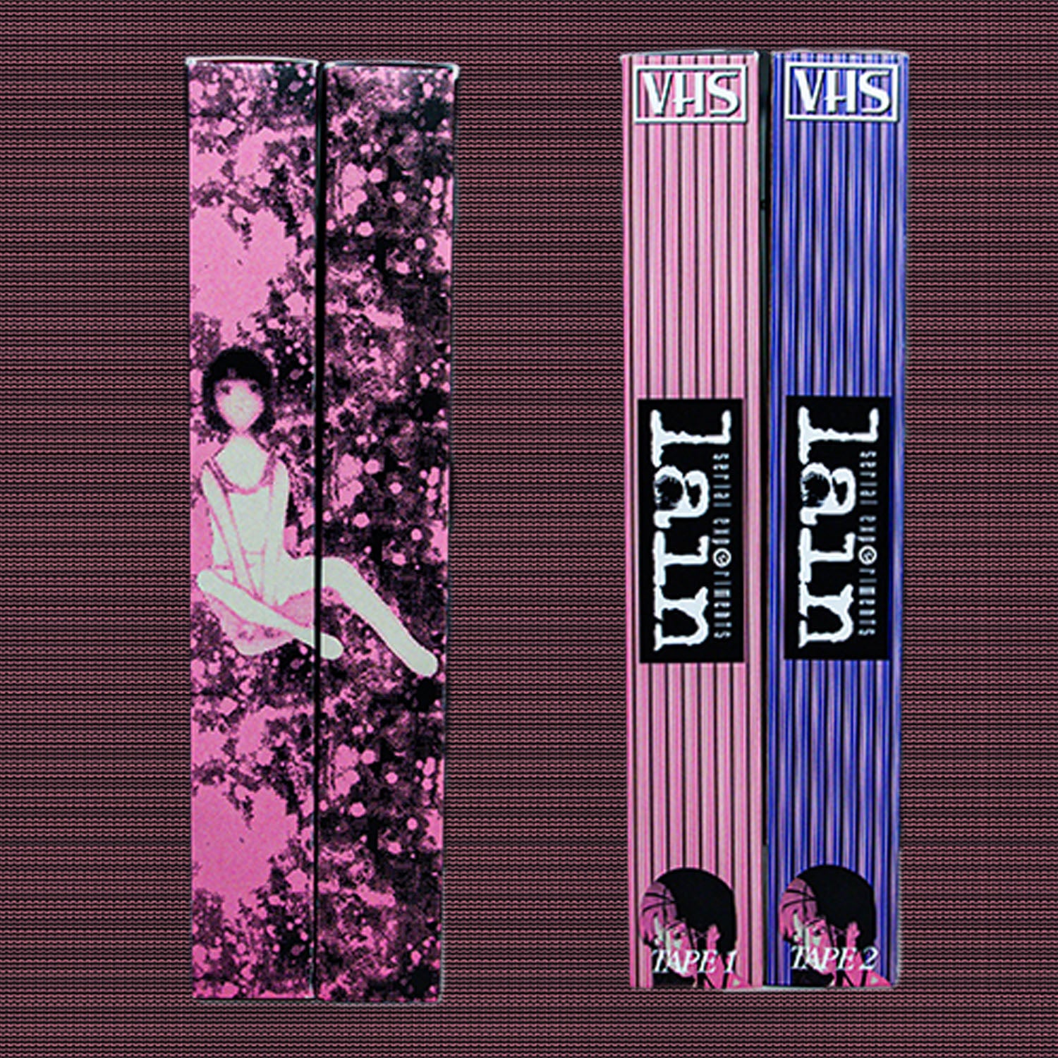 Serial Experiments Lain VHS Box Set — cardboard sleeve — close-up of tape label with sleeve — VCR Zone