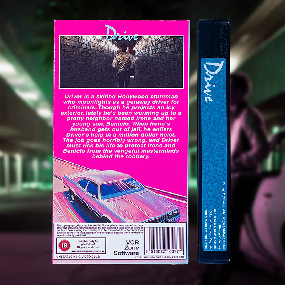 Drive VHS — cardboard sleeve — close-up of tape label with sleeve — VCR Zone