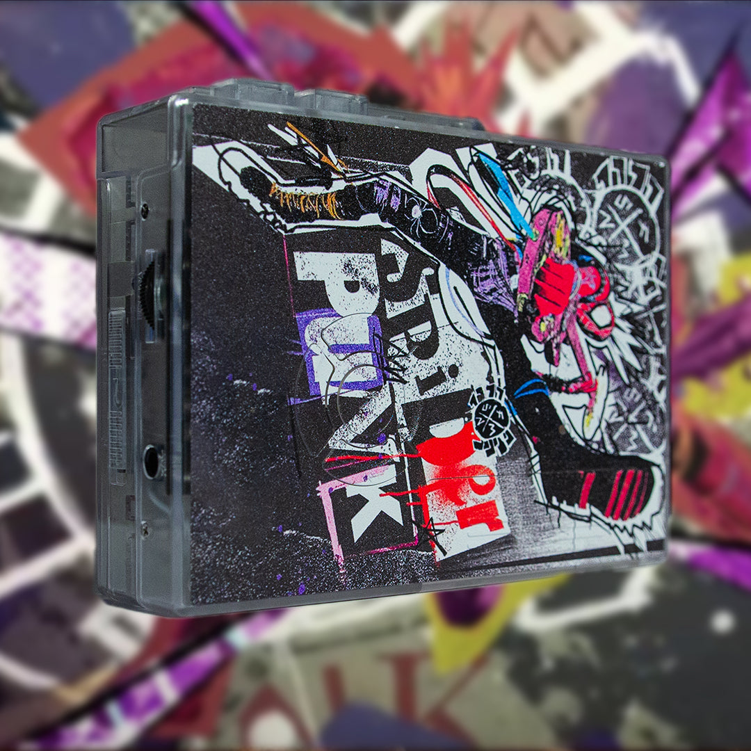 Spiderpunk Walkman — portable cassette player — top controls and cassette door — VCR Zone