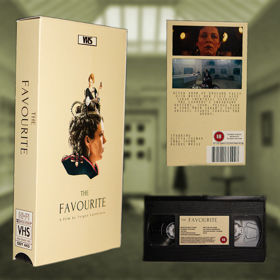 The Favourite on VHS — cardboard sleeve — front cover artwork — VCR Zone