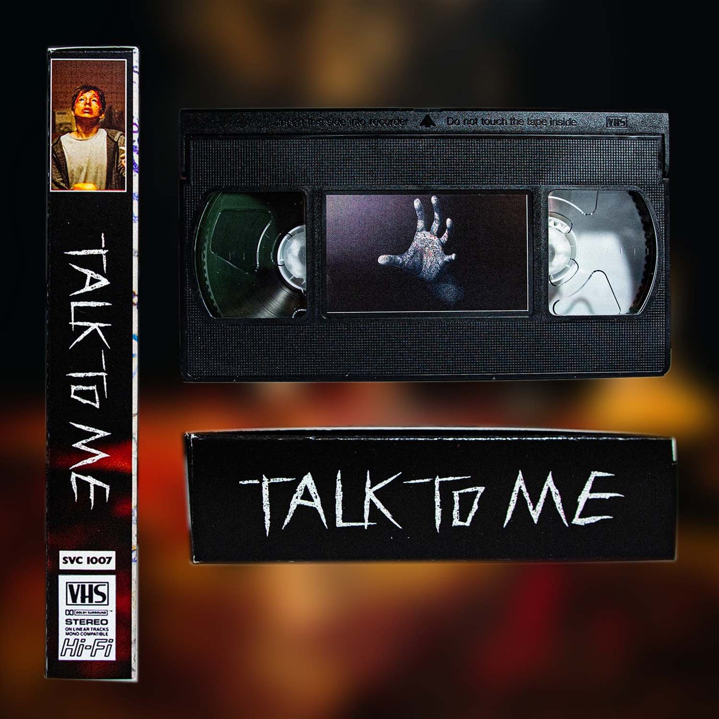 Talk To Me VHS — cardboard sleeve — back cover and spine — VCR Zone
