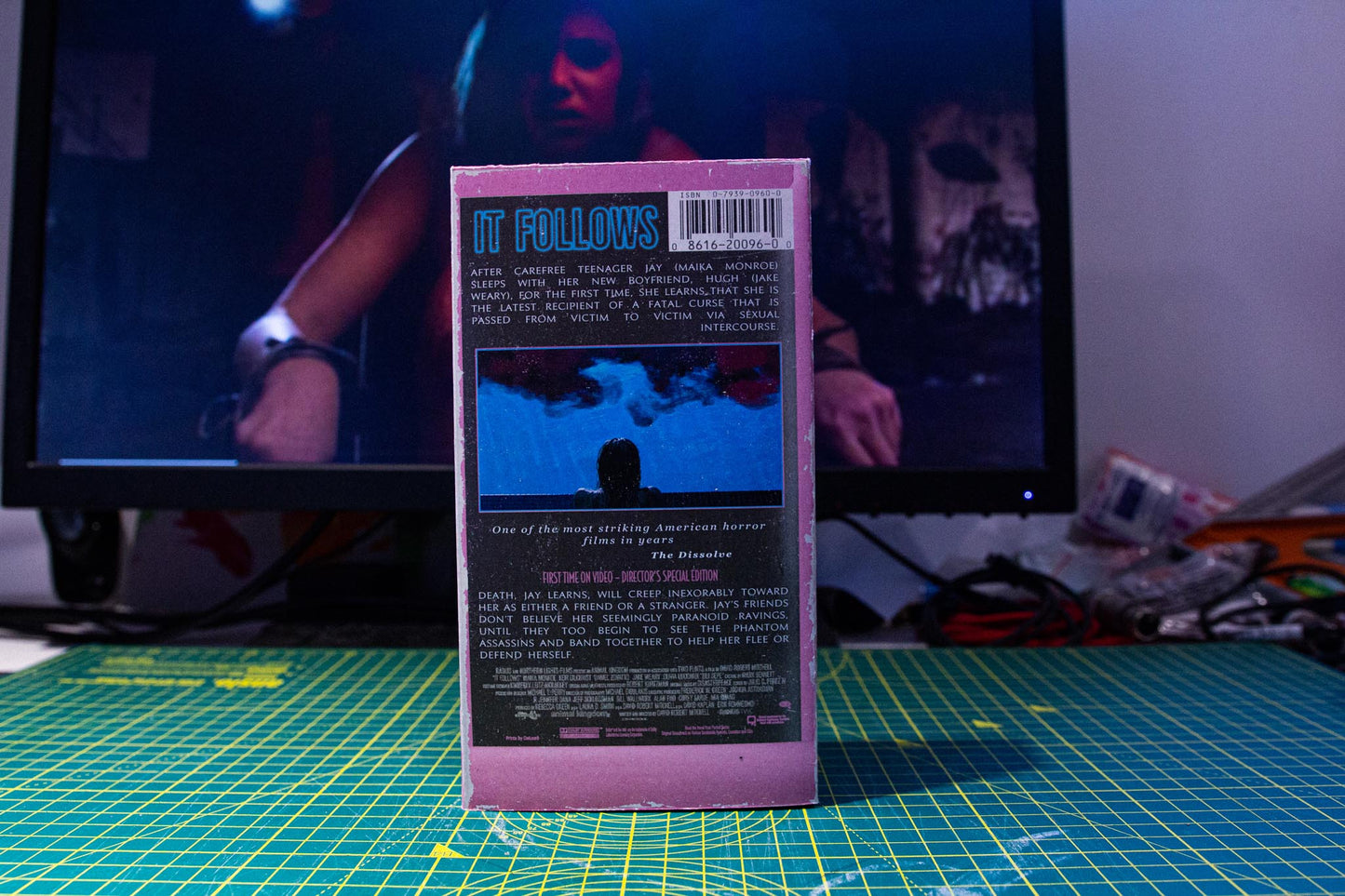 It Follows VHS — cardboard sleeve — angled view showing sleeve spine title — VCR Zone