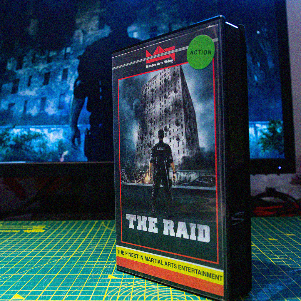 The Raid VHS — cardboard sleeve — detail of artwork — VCR Zone