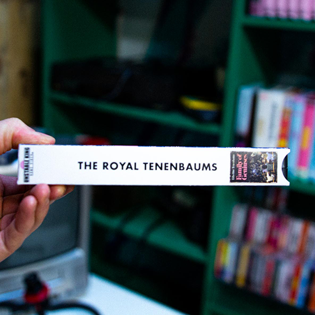 The Royal Tenenbaums VHS — cardboard sleeve — alternate angle of sleeve and tape — VCR Zone
