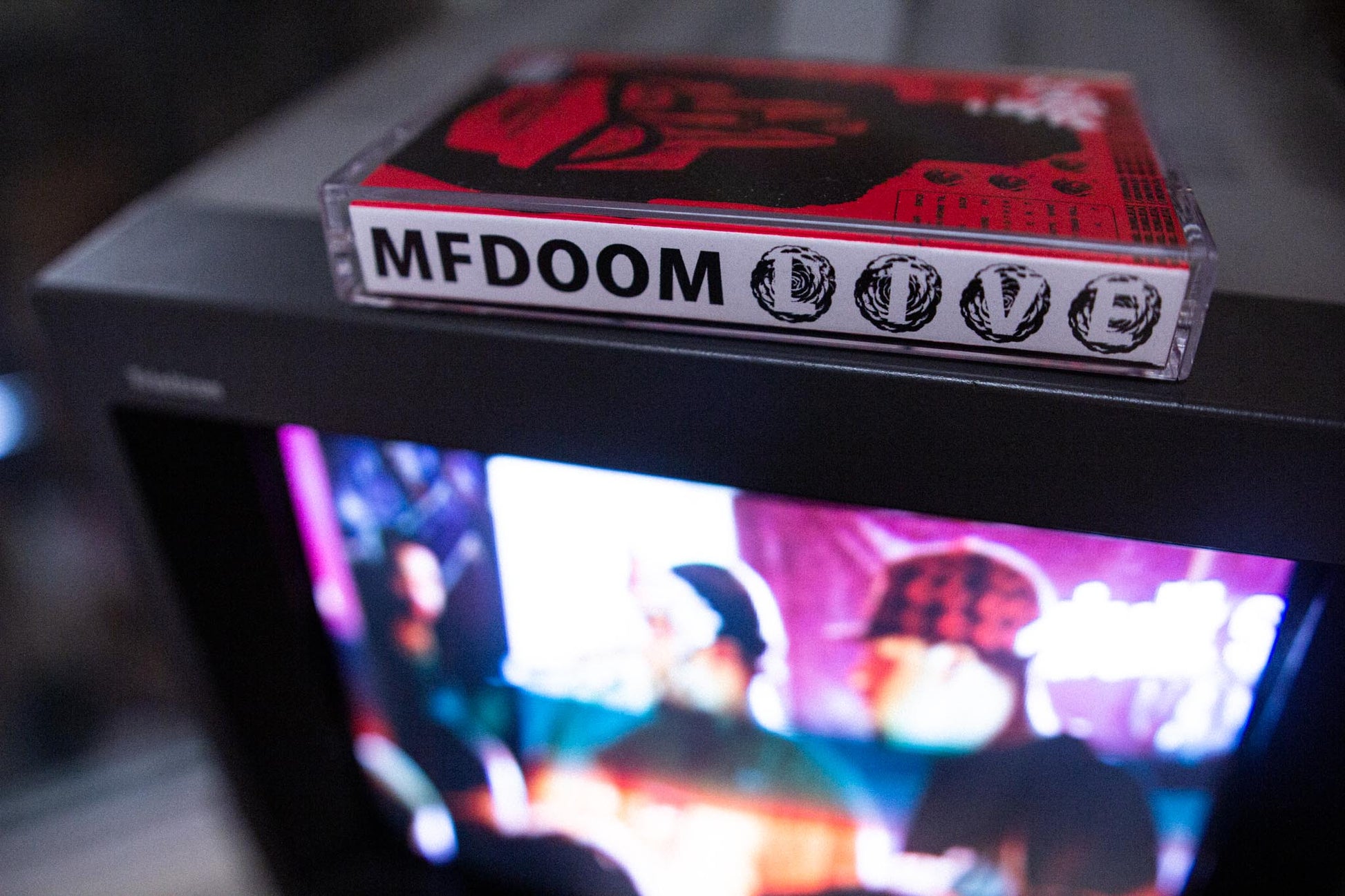 MFDOOM Live Cassette — cassette with J-card — A-side label close-up — VCR Zone