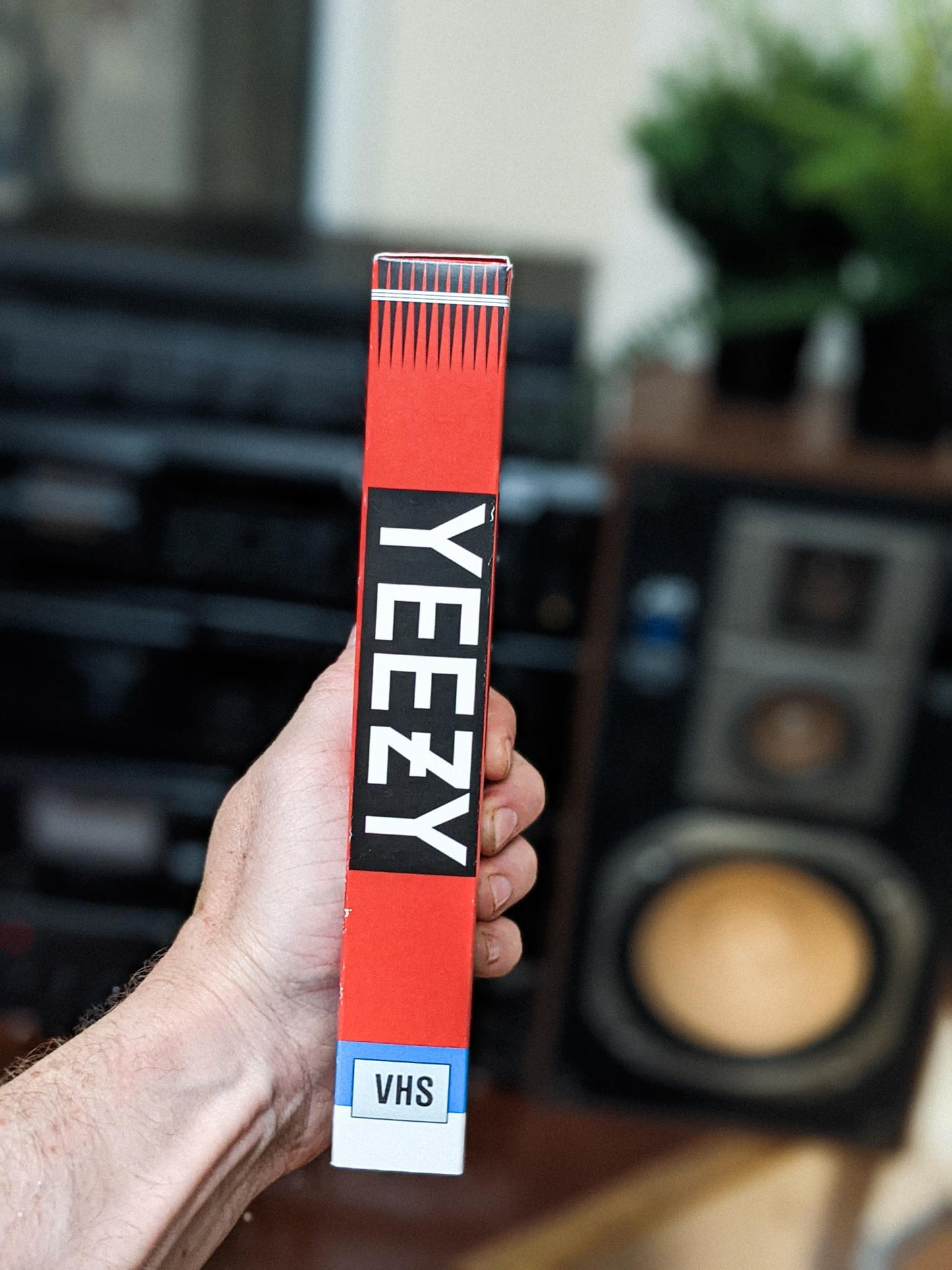 Kanye West - Donda Listening Party on VHS — cardboard sleeve — close-up of tape label with sleeve — VCR Zone