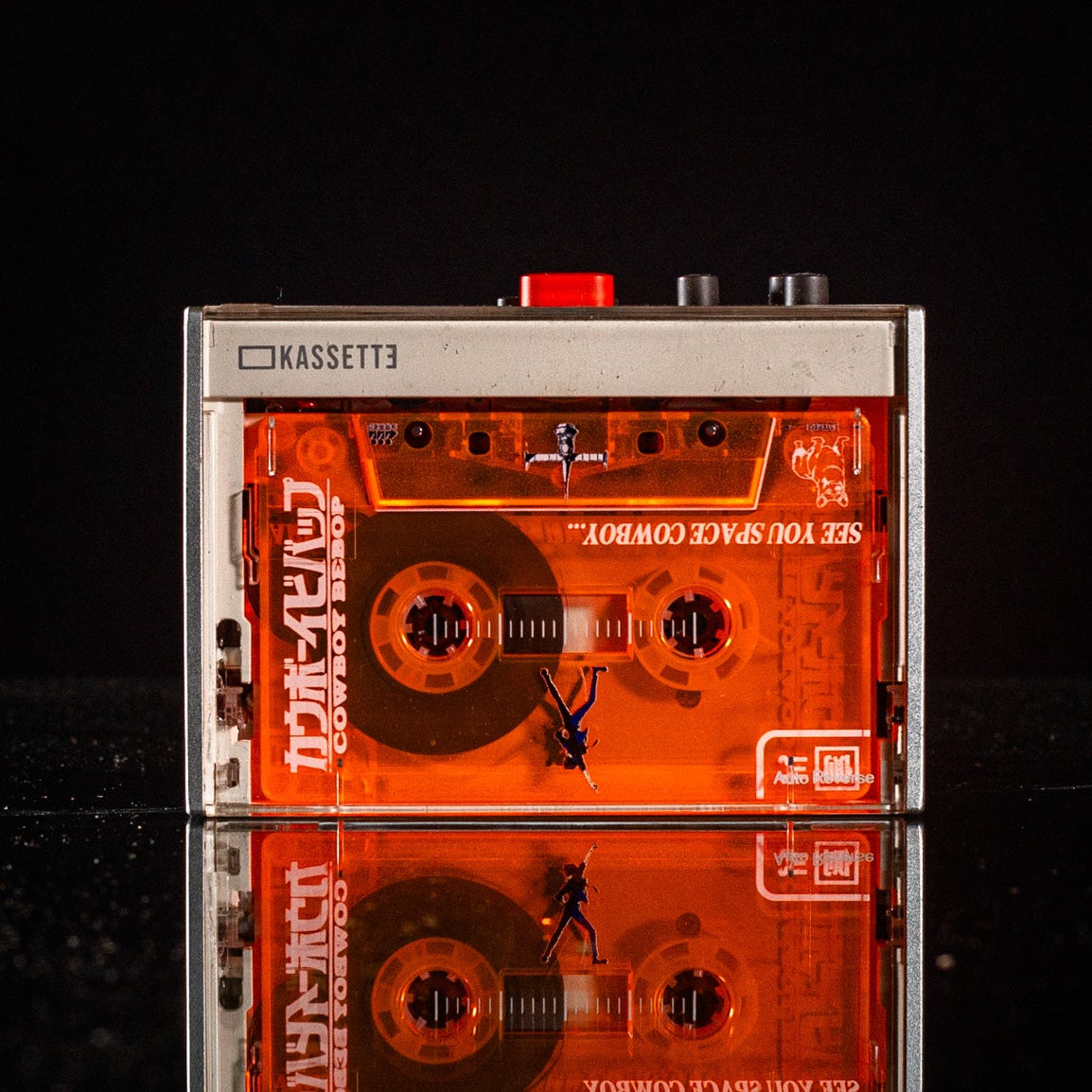 Cowboy Bebop Cassette Soundtrack  Front cover by seatbelts With cassette inside player.